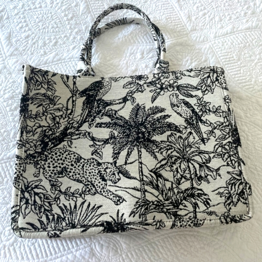 Fashion luxury tote bag cotton linen one shoulder handbag large capacity jacquar